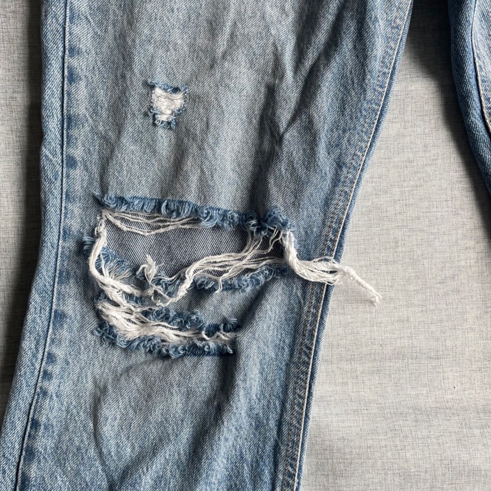 Free People Distressed High Waisted Straight Leg Jeans Womens Size 28 Blue - Picture 6 of 15